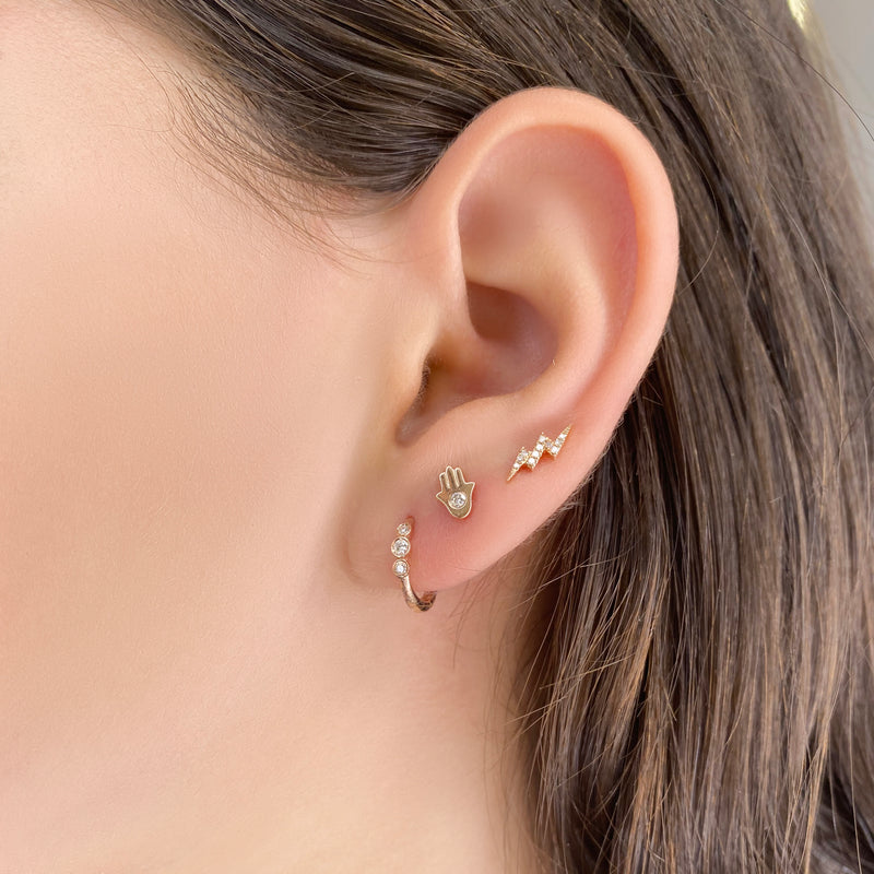 Single Diamond Hamsa Stud - Designer Earrings - The EarStylist by Jo Nayor 