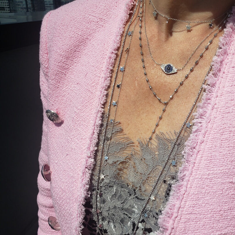Sapphire and Diamond Evil Eye Necklace - The Ear Stylist by Jo Nayor