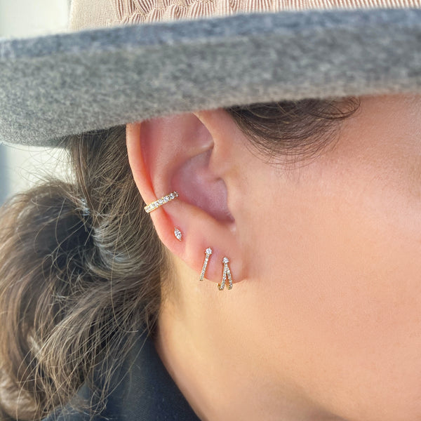 Double J Hook Diamond Earrings - Designer Earrings - The EarStylist