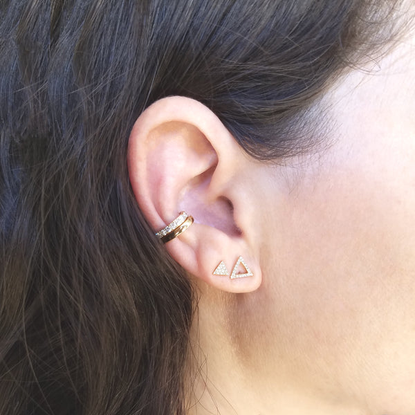 Small Gold & Diamond Triangle Earring - The Ear Stylist by Jo Nayor