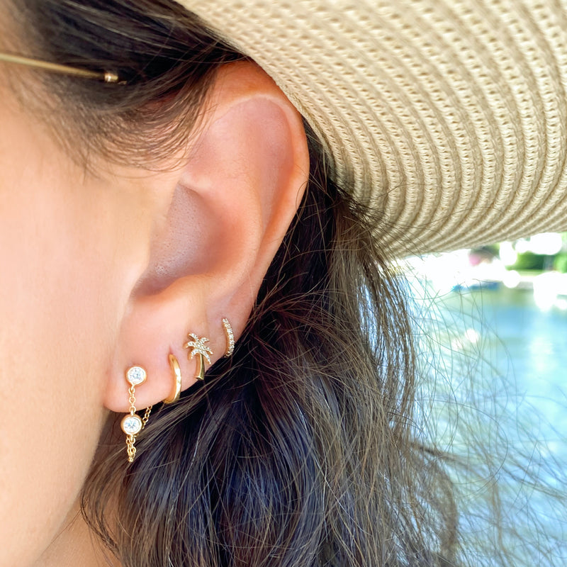 Tethered Bezel Set Diamond Earring - Designer Earrings - Ear Stylist