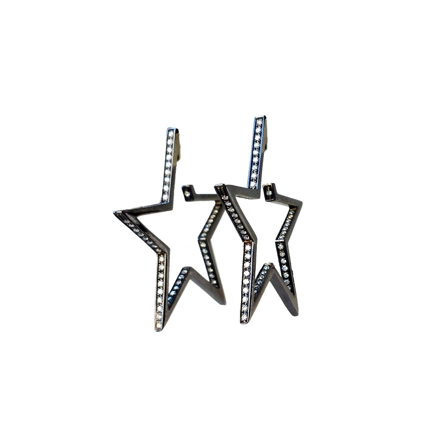 Superstar 14K Gold and Diamond Star Hoop Earrings - The Ear Stylist by Jo Nayor