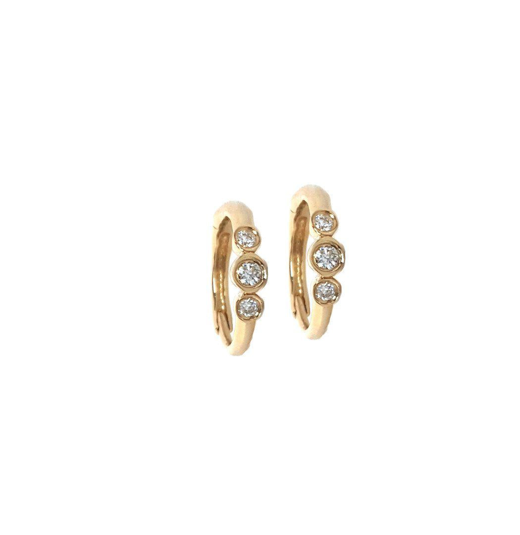 3 Diamond Mini Hoop Earrings Designer Earrings The EarStylist The