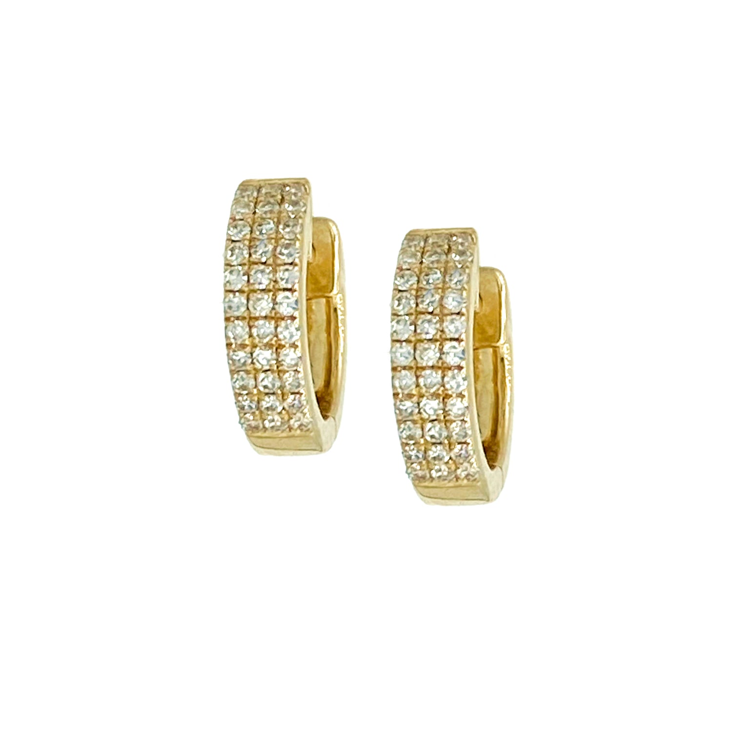 3 Row Diamond Huggie Earrings - Designer Earrings - The EarStylist by Jo Nayor 