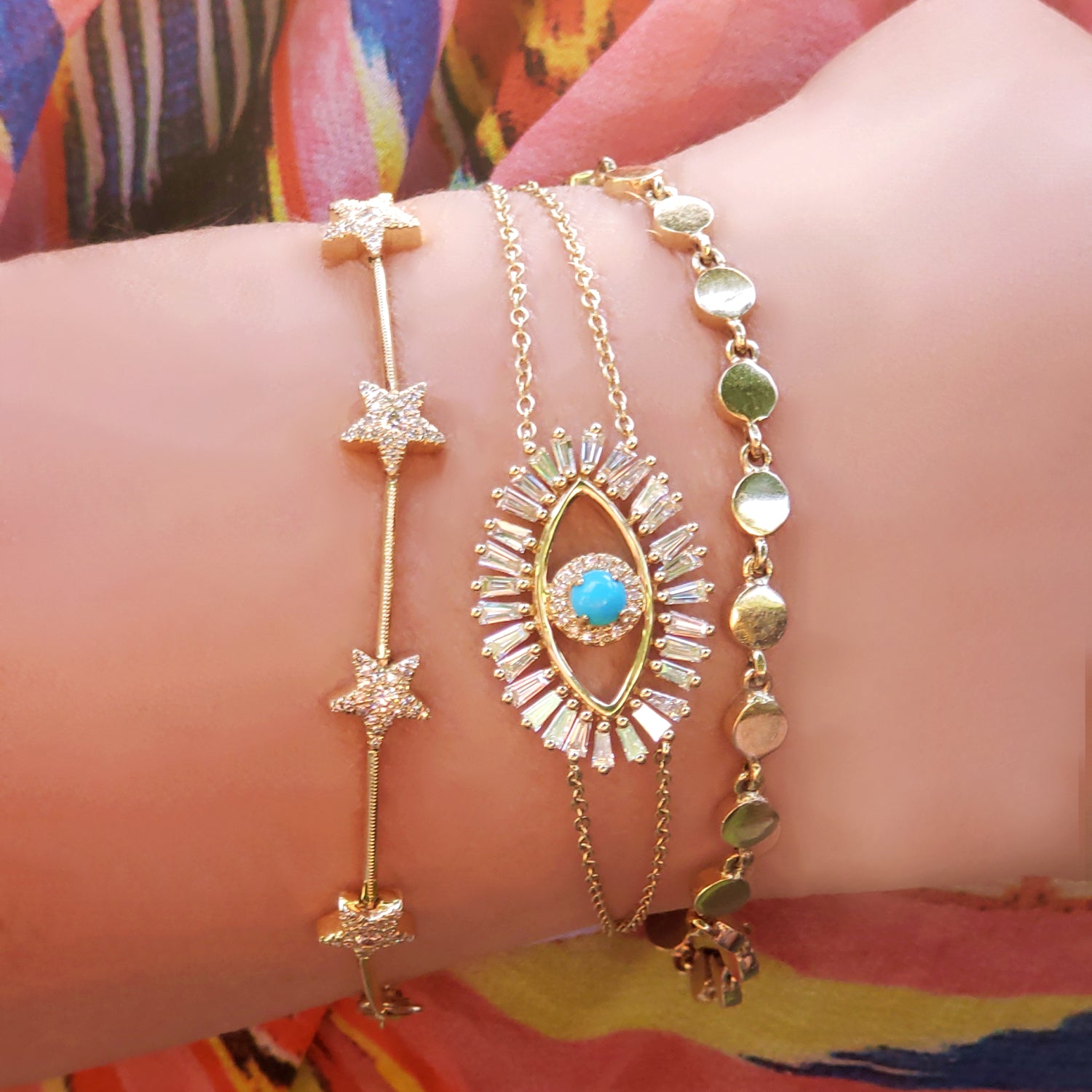 Diamond and Turquoise Evil Eye Bracelet - The Ear Stylist by Jo Nayor