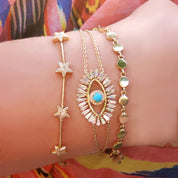 Diamond and Turquoise Evil Eye Bracelet - The Ear Stylist by Jo Nayor