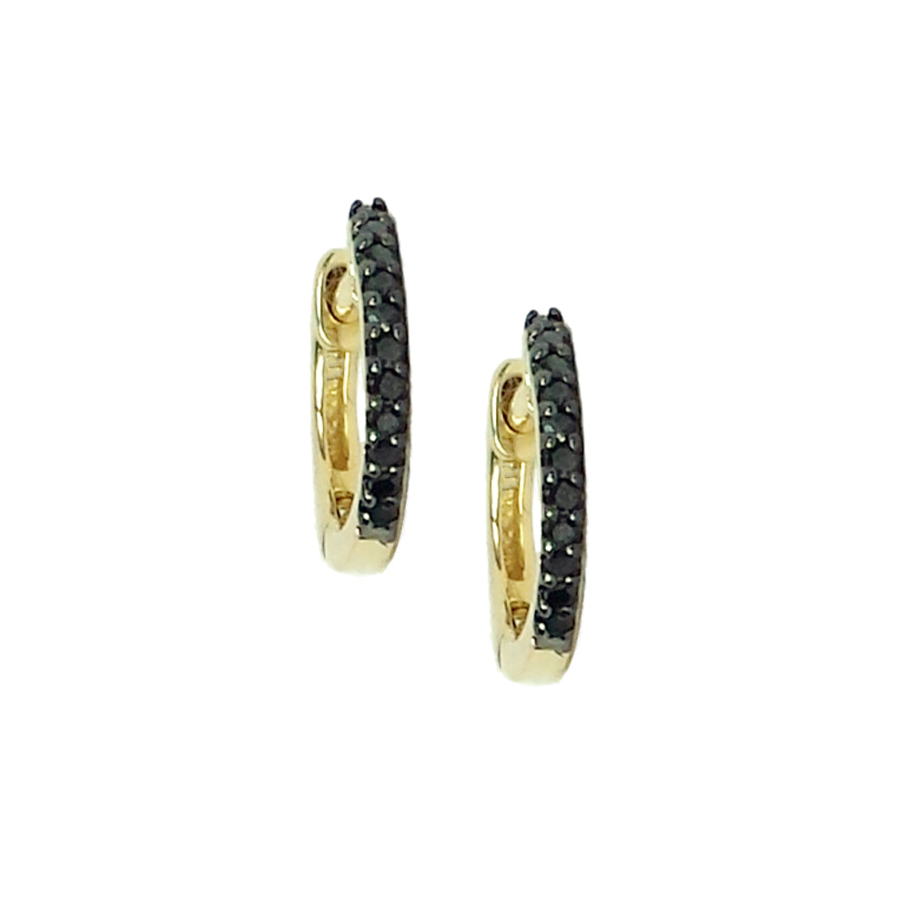 Black Diamond Mini Hoop Earrings - The Ear Stylist by Jo Nayor